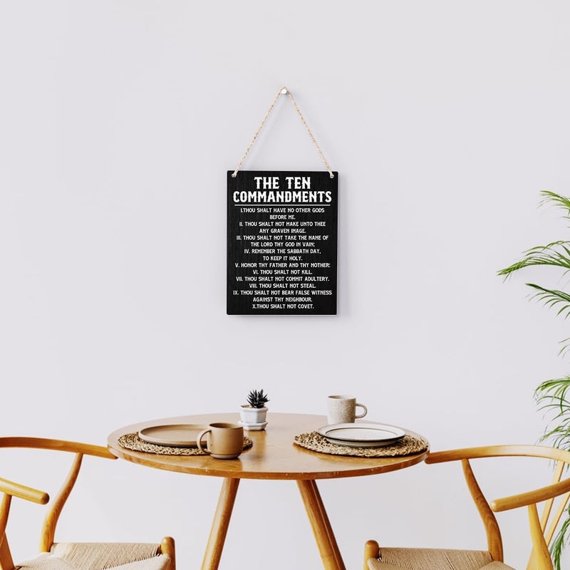 BELLOWDEER Inspirational Bible Verses Ten Commandments Wall Decor Christian 10 Commandments Wall Art Wooden Hanging Sign Rustic Scripture The Ten Commandments Wall Art for Home Office Decoration 8x10 Inches - Image 4